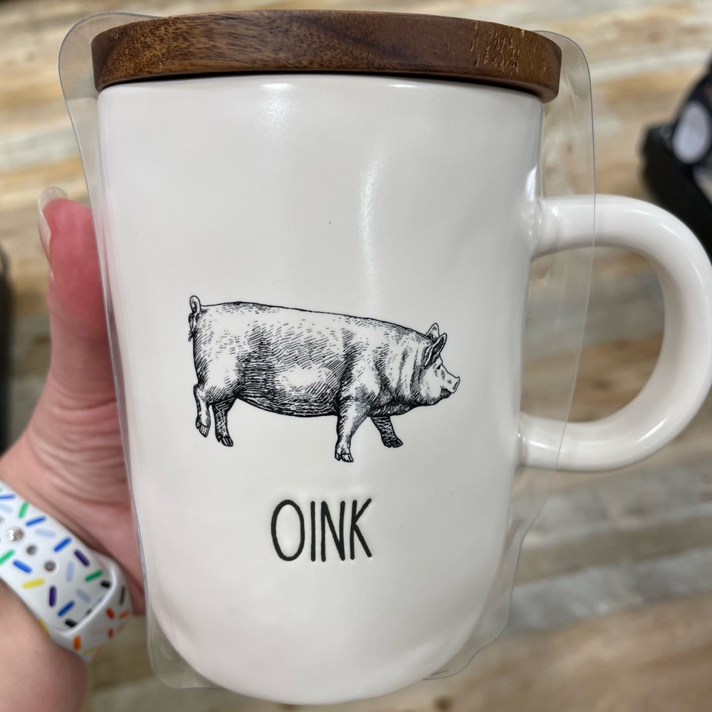 New Rae Dunn OINK Mug with Lid